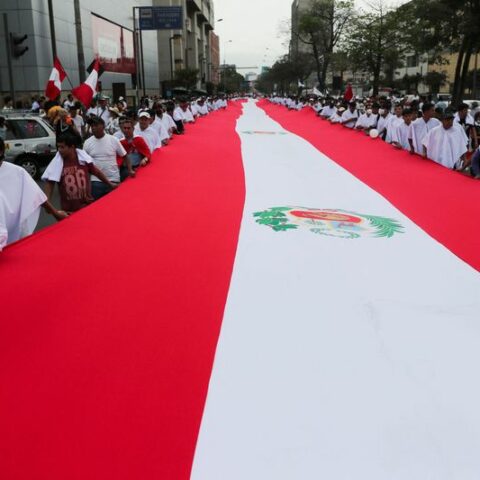 Conservative peruvian groups march for peace ahead of fresh protests - photo licensed by shore news network.