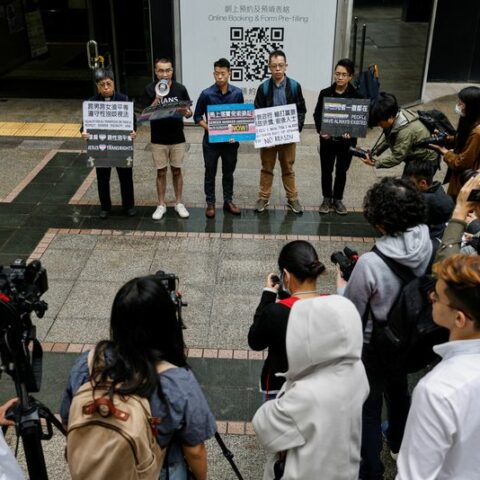 Hong kong transgender protesters say government is not abiding by landmark ruling - photo licensed by shore news network.