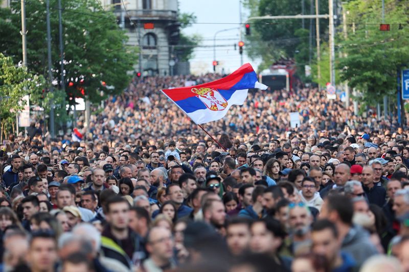 Serbians rally against violence after two mass shootings