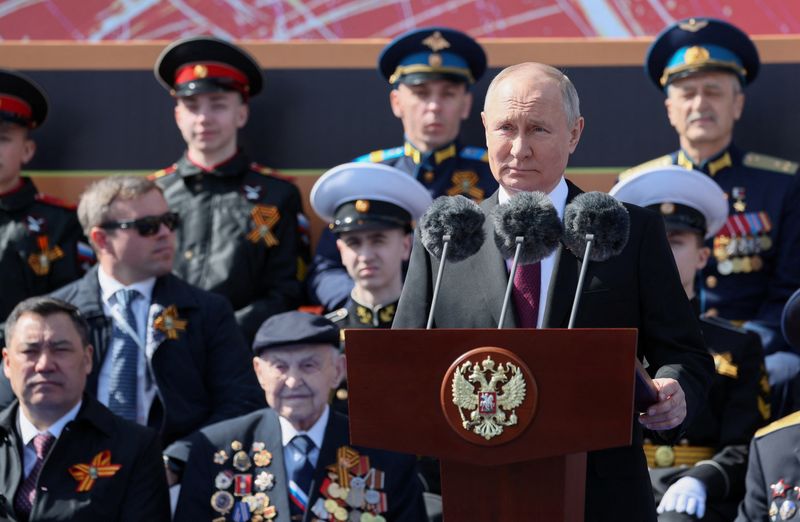 Putin touts 'sacred' battle with West in Ukraine as Russia marks pared back Victory Day