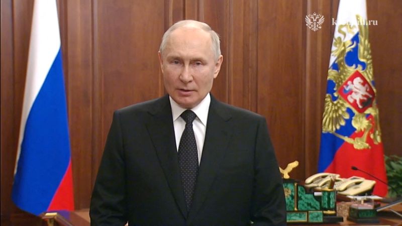 Putin says Wagner mutiny is 'treason' in televised address