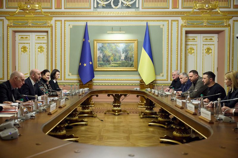 EU's Michel, in Kyiv, warns of difficult meeting ahead on accession talks
