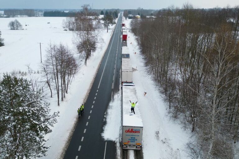Exclusive-polish trucker blockade holds up ukraine's volunteer military aid- sources - photo licensed by shore news network.