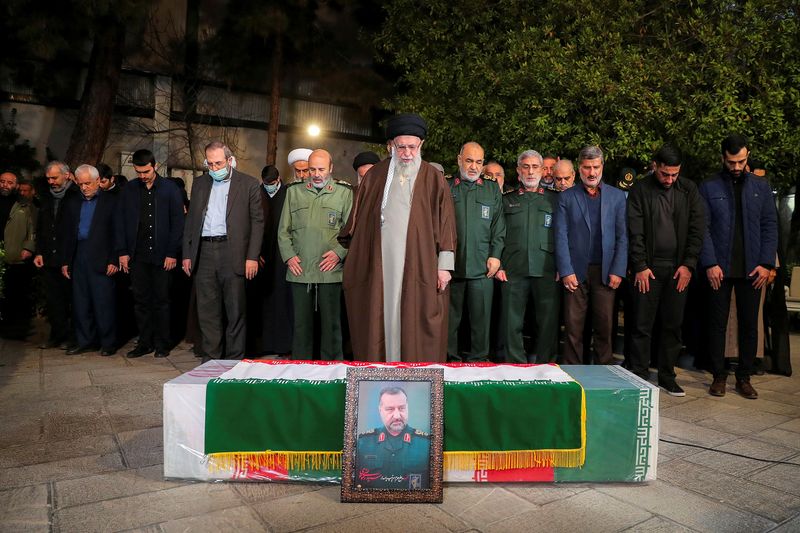 Iran's supreme leader leads funeral prayers for senior Guards adviser