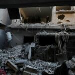 Aftermath an Israeli strike on a house, in Rafah