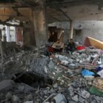 Aftermath an Israeli strike on a house, in Rafah