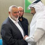 Hamas top leader meets people offering condolences after the killing
