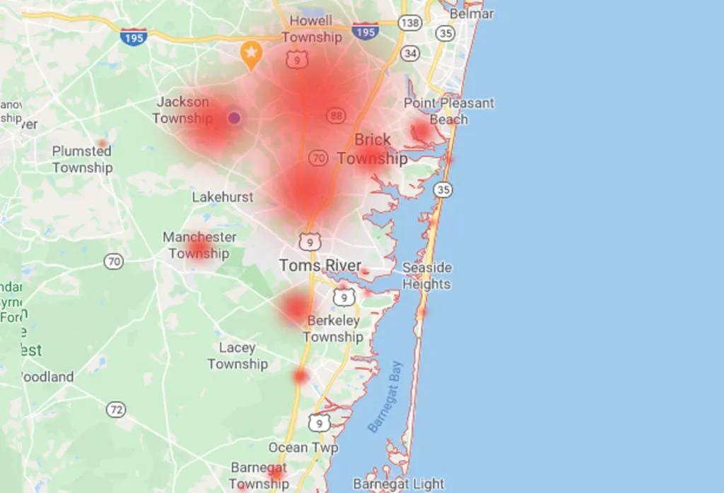 Ocean County Coronavirus Heat Map 3-26-20 Ocean County Coronavirus Heat Map 3-26-20