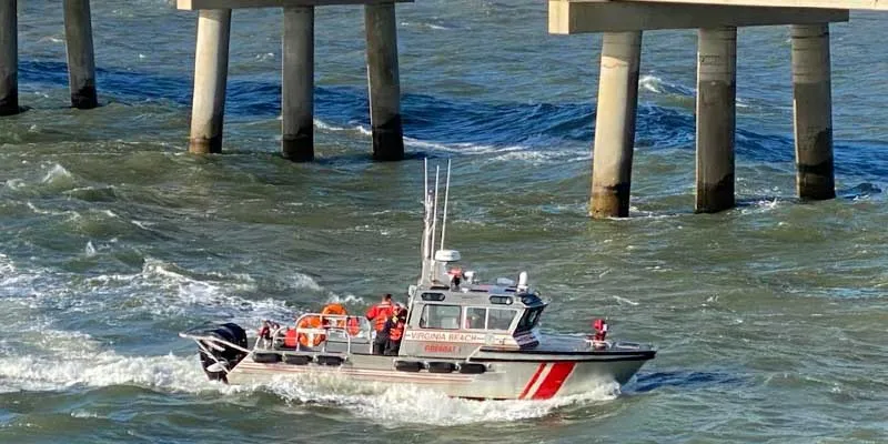 Photos show tractor trailer that drove off Chesapeake Bay Bridge Photos show tractor trailer that drove off Chesapeake Bay Bridge