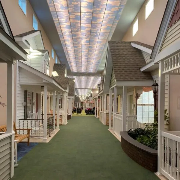 This assisted living facility designed to feel like mid-twentieth century rural downtown center This assisted living facility designed to feel like mid-twentieth century rural downtown center
