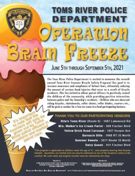 Toms River cops begin Operation Brain Freeze, free ice cream for kids Toms River cops begin Operation Brain Freeze, free ice cream for kids
