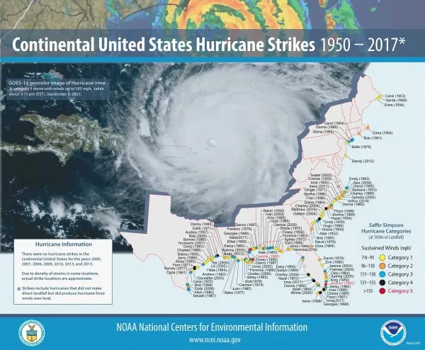 Here's a map of every hurricane since 1950 and where it made landfall Here's a map of every hurricane since 1950 and where it made landfall