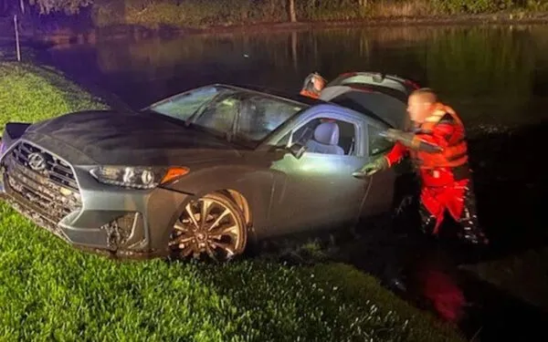 Car pulled from pond in Cheval Car pulled from pond in Cheval