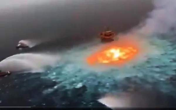 The Gulf of Mexico was on fire after pipeline ruptured The Gulf of Mexico was on fire after pipeline ruptured