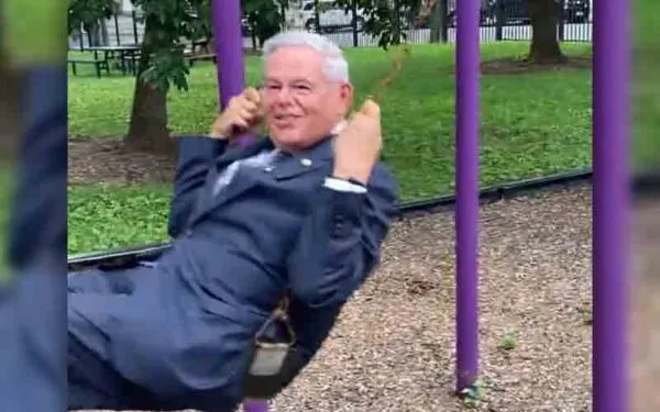 Once you see Bob Menendez swinging on a playground swing, you can't unsee it Once you see Bob Menendez swinging on a playground swing, you can't unsee it