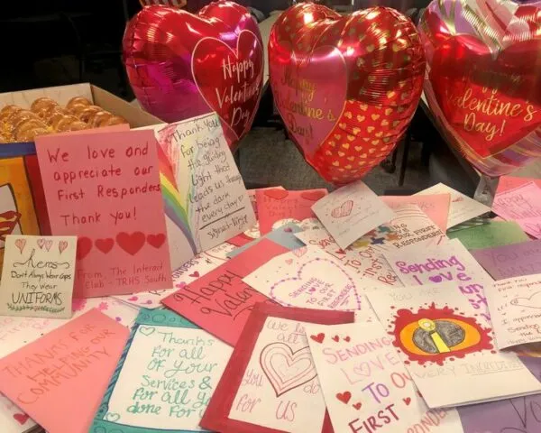 Toms River High School South Students show Valentine's Day appreciation to police officers Toms River High School South Students show Valentine's Day appreciation to police officers