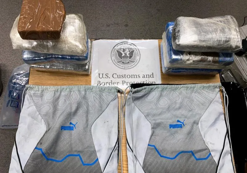 Philadelphia CBP Officers Discover 18 Pounds of Cocaine from Jamaica in Airplane Cargo Hold U.S. Customs and Border Protection officers discovered 18 pounds of cocaine concealed inside an access panel in the cargo hold of a flight from Montego Bay, Jamaica on March 15, 2022.