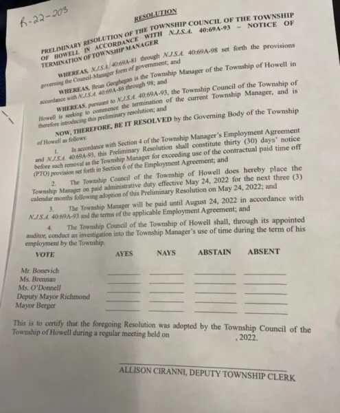 Geoghegan Gone? Howell Township Business Manager On the Chopping Block Geoghegan Gone? Howell Township Business Manager On the Chopping Block