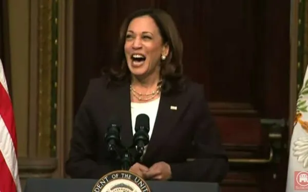 Kamala Harris Busts Out Laughing While Talking About Droughts and Wildfires Kamala Laughing