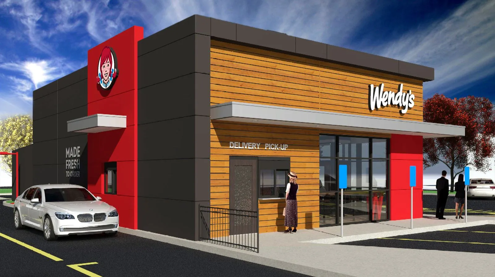 Wendy's Global Next Gen Exterior Pick-Up Window Corner Wendy's Announces Innovative New Global Restaurant Design Standard: