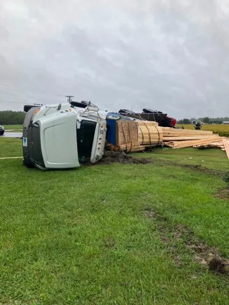 Lumber truck overturned in Bridgeville crash Lumber truck overturned in Bridgeville crash