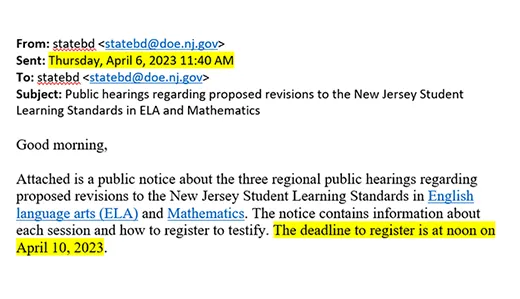 Testa: State Board of Education Trying to Limit Participation in Public Hearings on Revisions to Student Learning Standards Testa: State Board of Education Trying to Limit Participation in Public Hearings on Revisions to Student Learning Standards