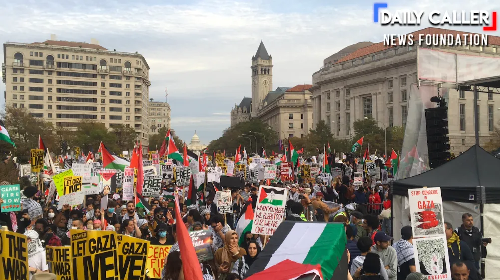 ‘Genocide Joe’: Tens Of Thousands Descend On DC To Protest Against Israel Blocks Away From White House ‘Genocide Joe’: Tens Of Thousands Descend On DC To Protest Against Israel Blocks Away From White House