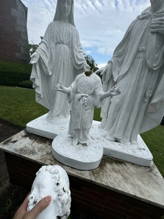 Queens Church Who Decapitated Baby Jesus Statue Charged with Hate Crime Queens Church Who Decapitated Baby Jesus Statue Charged with Hate Crime