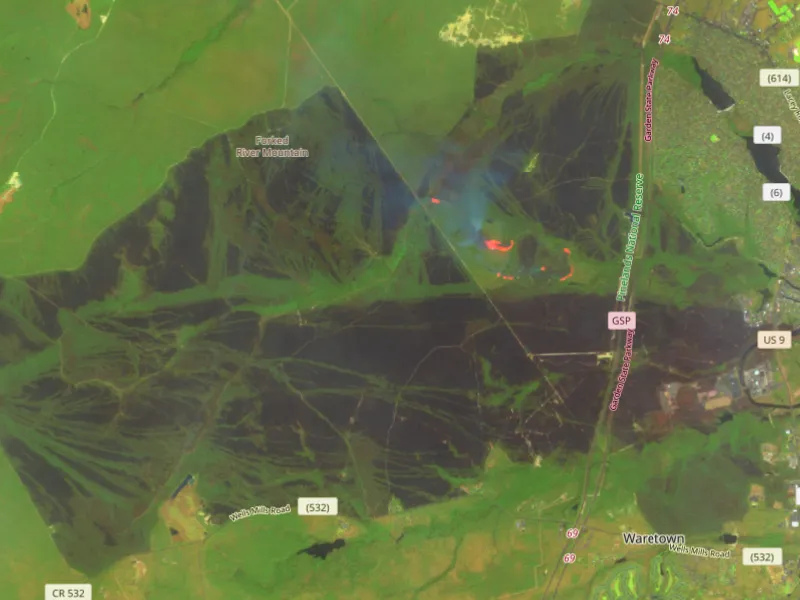 NASA captures massive black scar from New Jersey wildfire visible from space NASA captures massive black scar from New Jersey wildfire visible from space