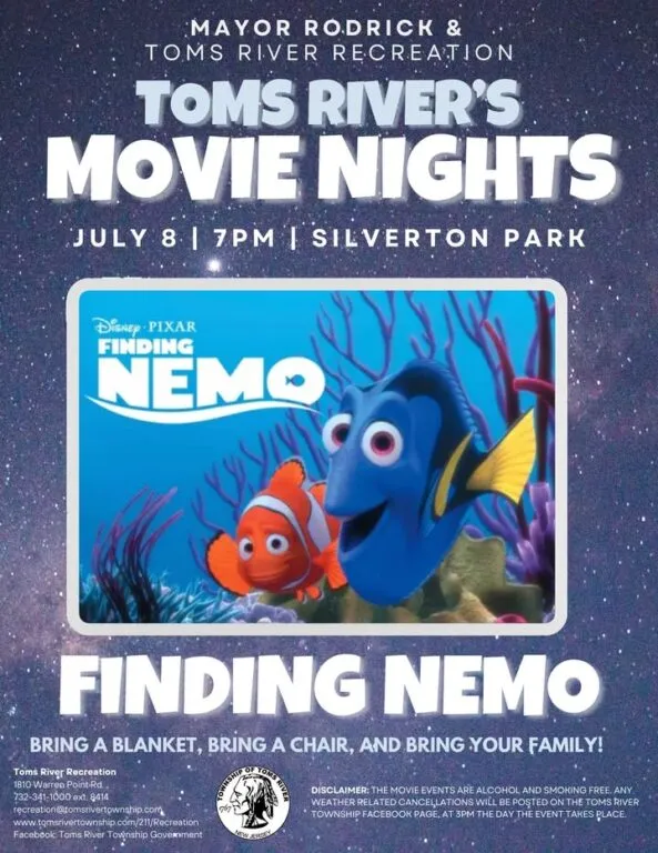 Toms River to launch summer movie series with Finding Nemo screening Tuesday night Toms River to launch summer movie series with Finding Nemo screening Tuesday night