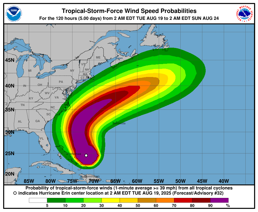 Will Hurricane Erin Hit New Jersey? Latest National Weather Service Model Predicting a Close Pass, But Landfall Uncertain Will Hurricane Erin Hit New Jersey? Latest National Weather Service Model Predicting a Close Pass, But Landfall Uncertain